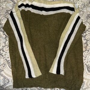 LIVERPOOL Oversized, Olive Green Striped Women's Sweater